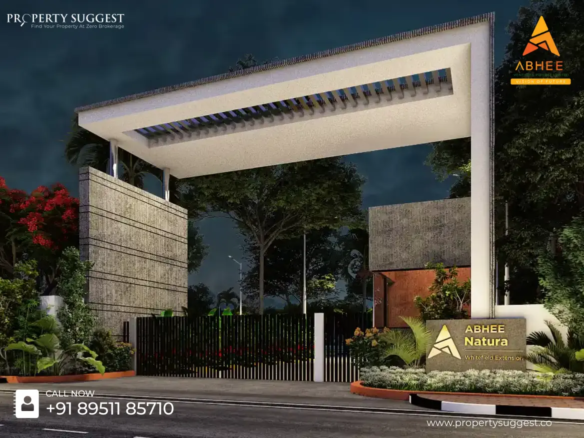 An aerial view of Abhee Natura in Off Soukya Road Whitefield a vibrant Premium Residential Plots by Abhee Ventures.