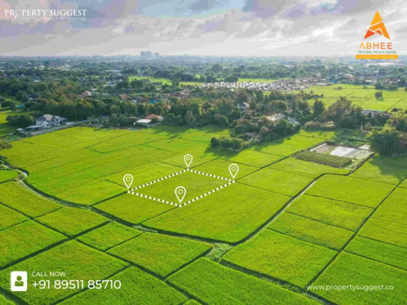 An aerial view of Abhee Tranquila in Sarjapur – Attibele Road, Bangalore a vibrant Premium Residential Plots by Abhee Ventures.