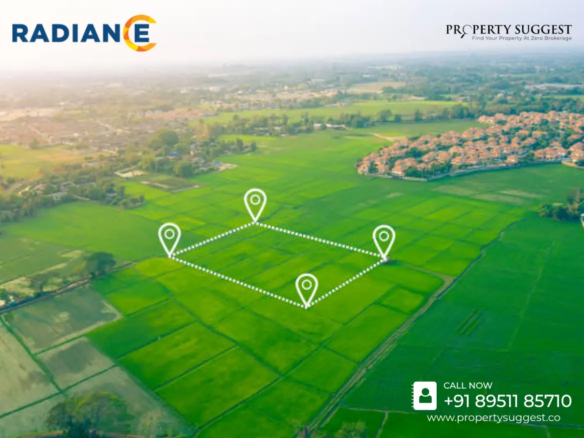An aerial view of Radiance Ananda in Bagalur - Sarjapur Road, Ichangoor, Hosur, Tamil Nadu a vibrant Premium Residential Plots by Radiance Realty.