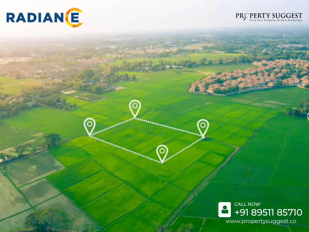 An aerial view of Radiance Ananda in Bagalur - Sarjapur Road, Ichangoor, Hosur, Tamil Nadu a vibrant Premium Residential Plots by Radiance Realty.